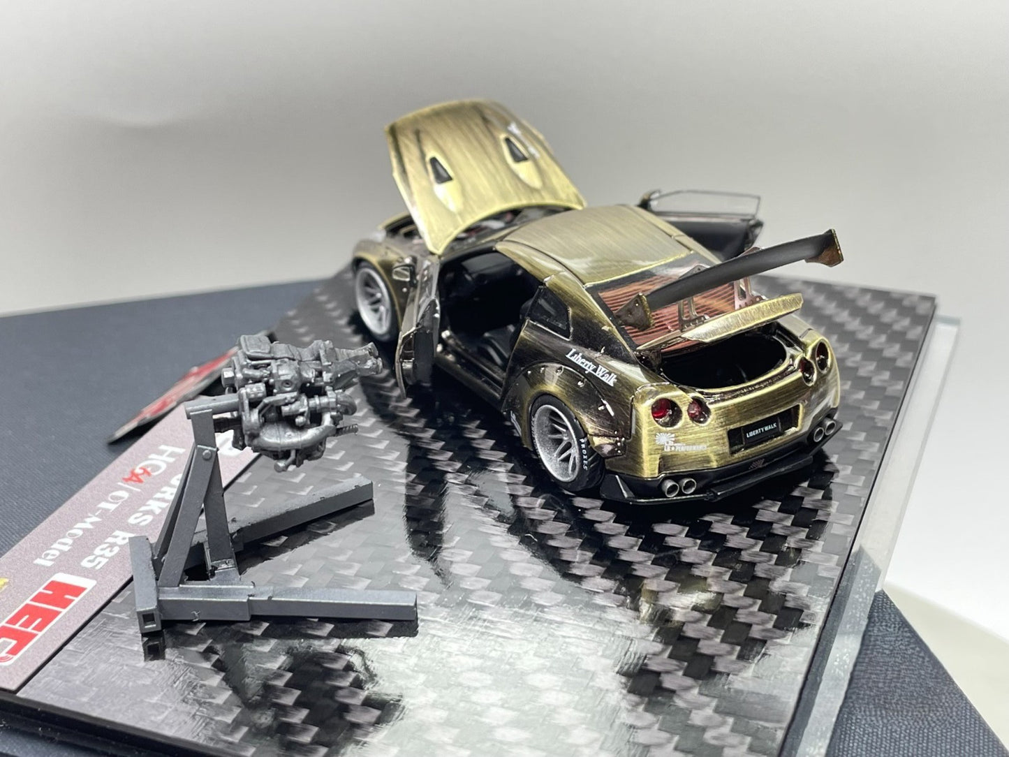 LB Works R35 GT-R Gold Chrome 1/64 Full Opening Diecast Model Limited 100