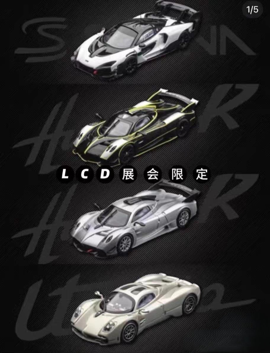 LCD 1/64 Pagani Huayra R Utopia Senna GTR HEC Expo Set 4 Diecast