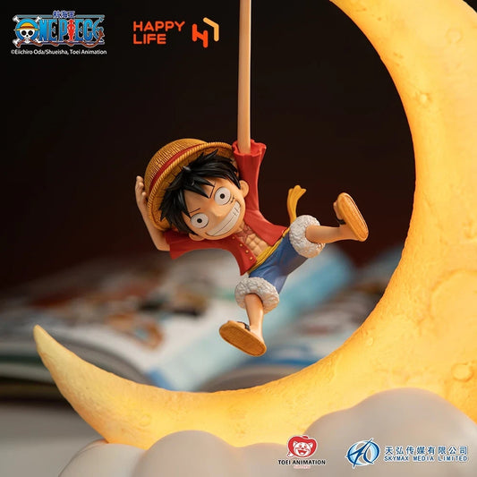 One Piece Monkey D Luffy LED Night Light Crescent Moon Lamp USB Rechargeable