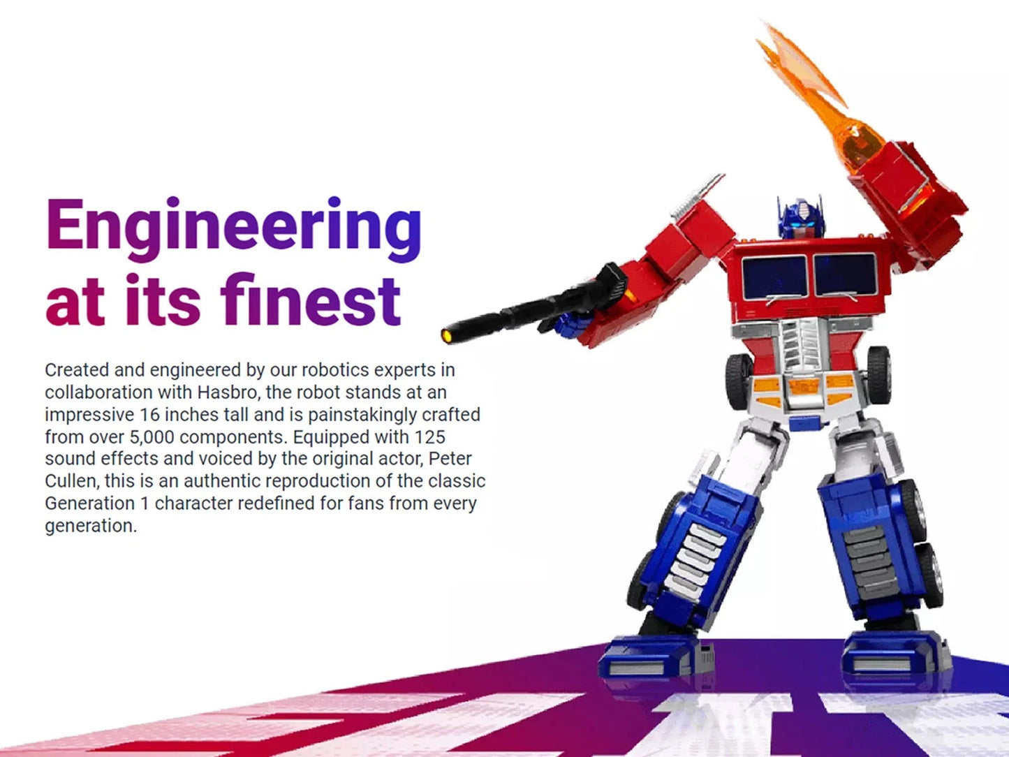 Robos Transformers Optimus Prime Elite Edition Auto-Converting Robot G1 Voice RC