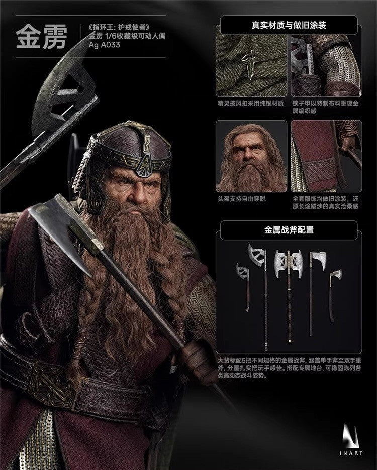 INART Gimli 1/6 Figure Lord of the Rings Fellowship Dwarf Collectible PREORDER
