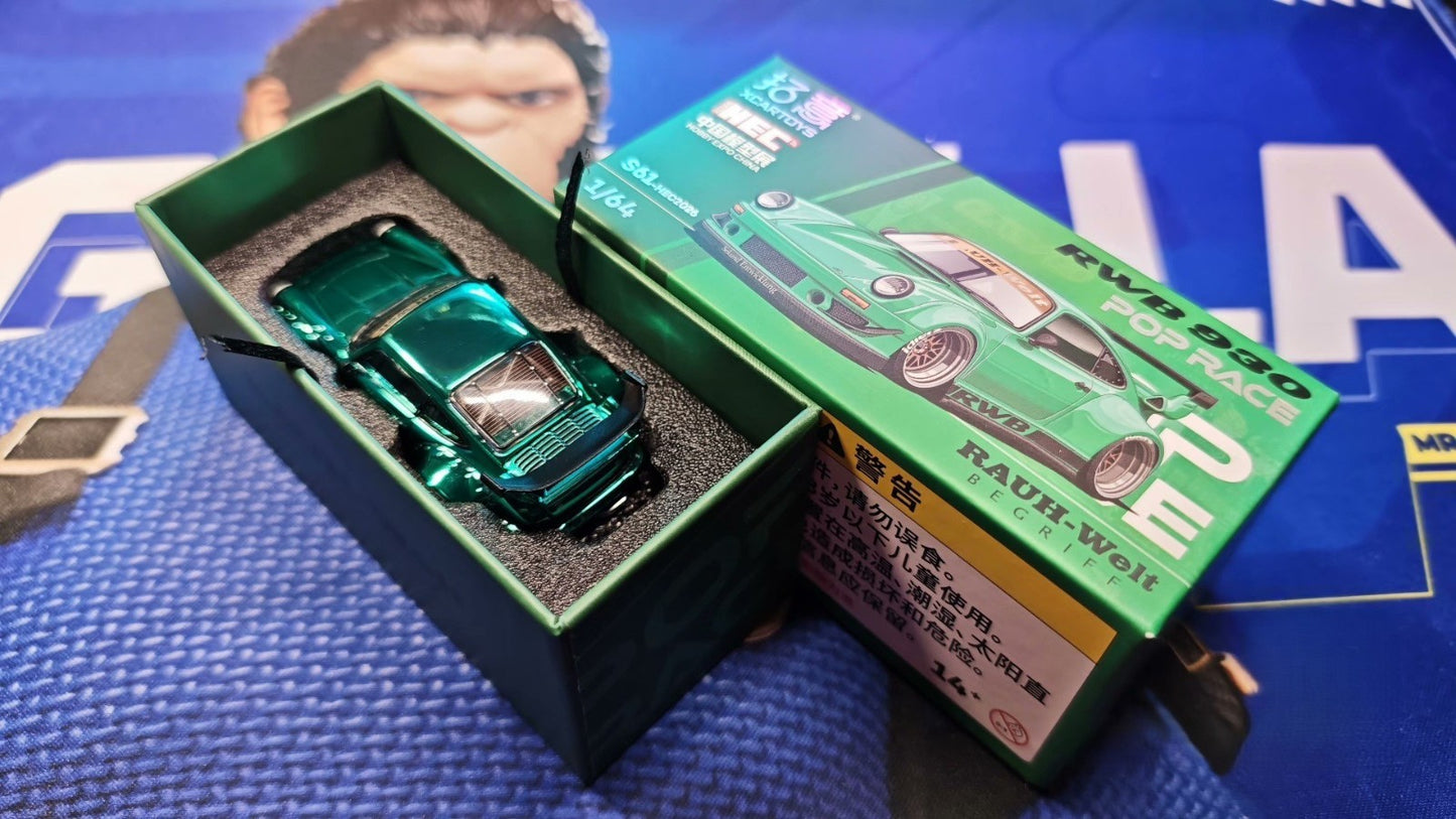 PopRace RWB 930 Porsche Chrome Green HEC 2026 1/64 Rauh Welt