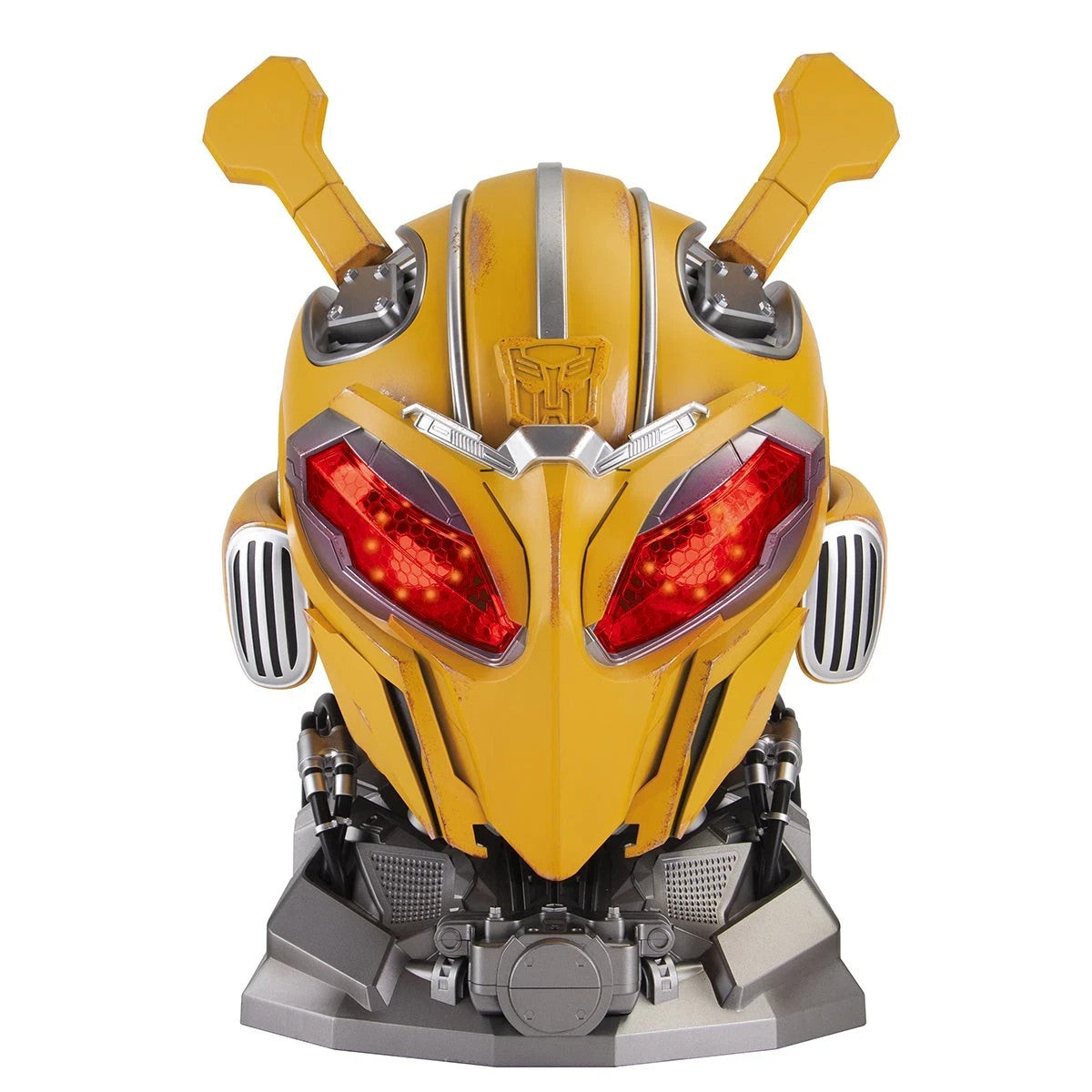 Transformers Bumblebee Wearable Helmet LED Light Voice Control Mask w/ Stand