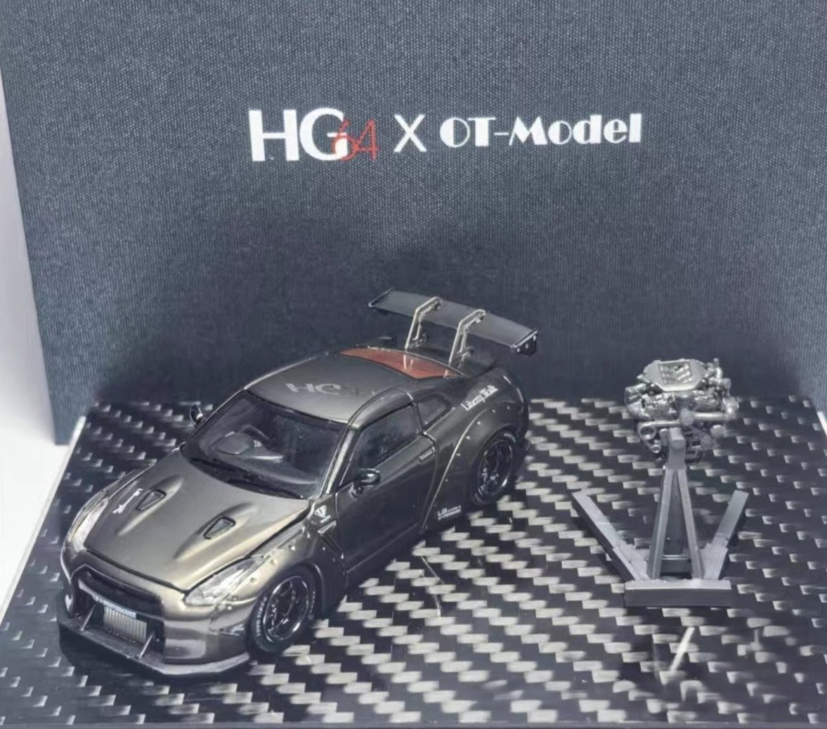 HG Model Nissan GTR R35 Open Engine Gold Silver 1/64 Diecast Limited 400 pics