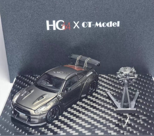 HG Model Nissan GTR R35 Open Engine Gold Silver 1/64 Diecast Limited 400 pics
