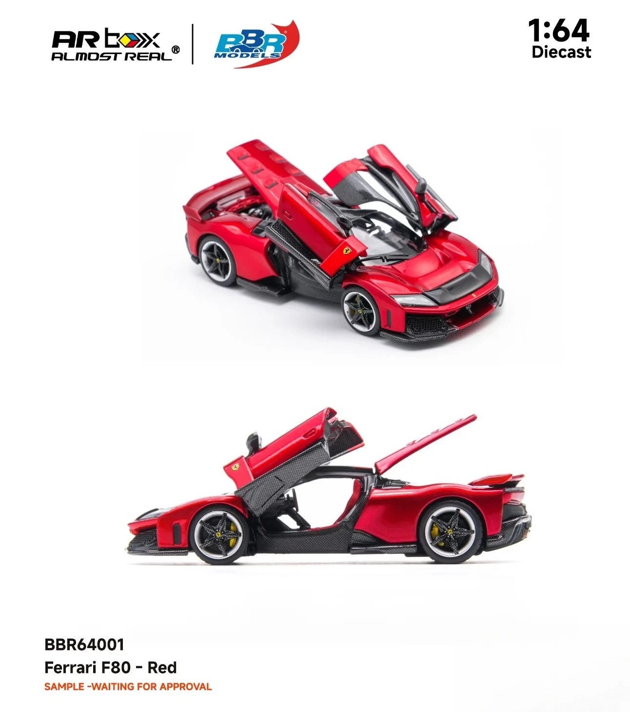 BBR 1:64 Ferrari F80 Red Limited Diecast Full Open AR Box HEC Exclusive
