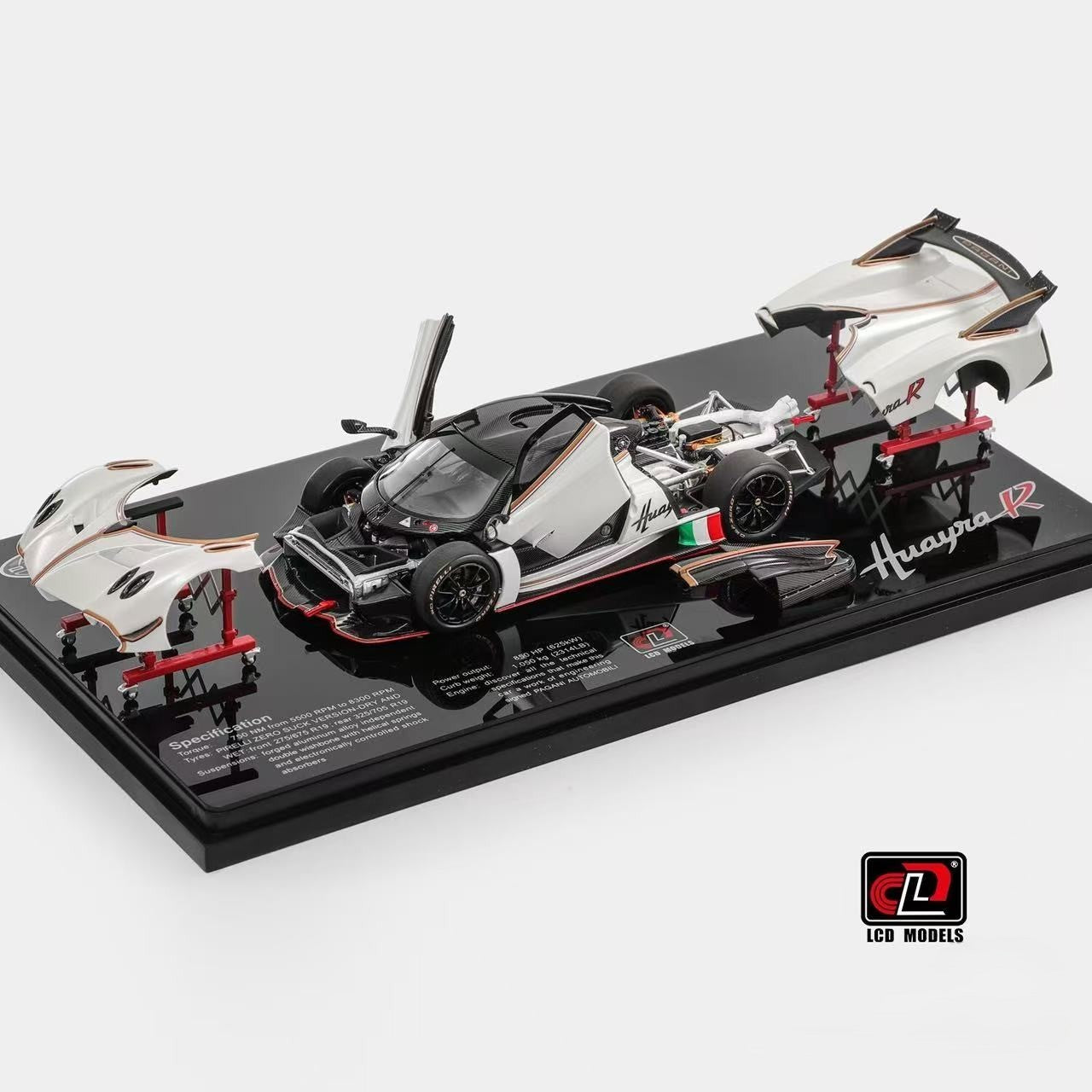 LCD Models 1/43 Pagani Huayra R Matte White Full Opening Diecast Preorder
