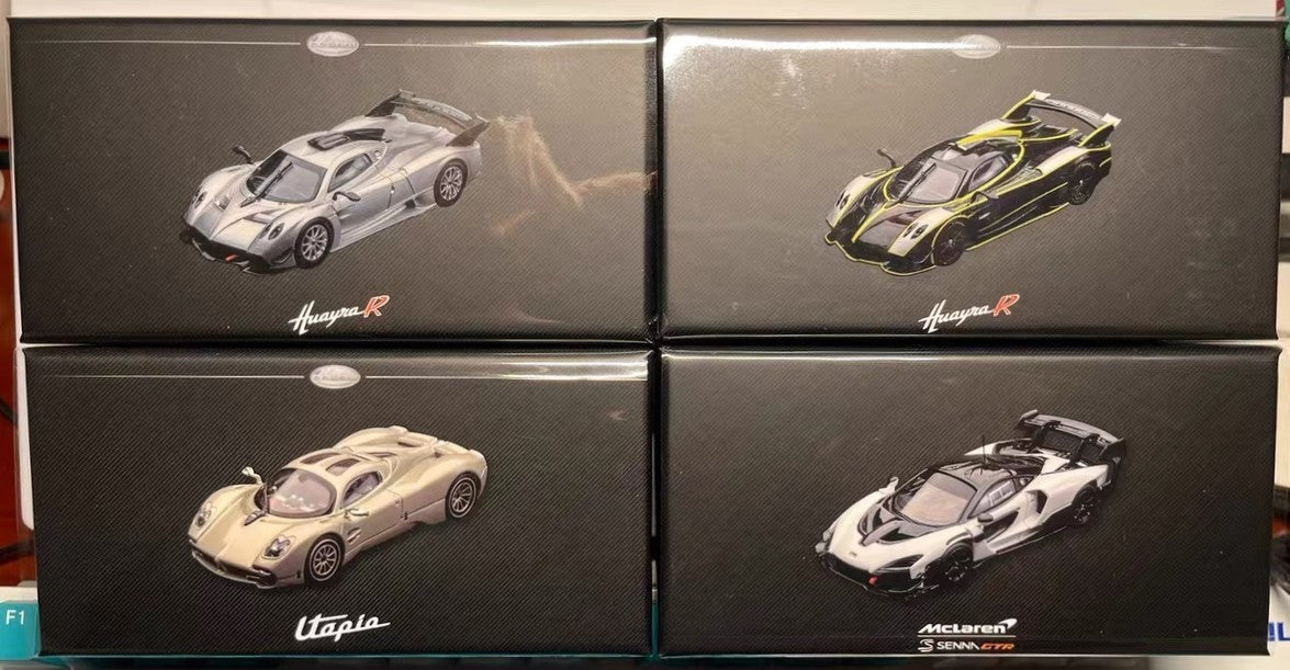 LCD 1/64 Pagani Huayra R Utopia Senna GTR HEC Expo Set 4 Diecast