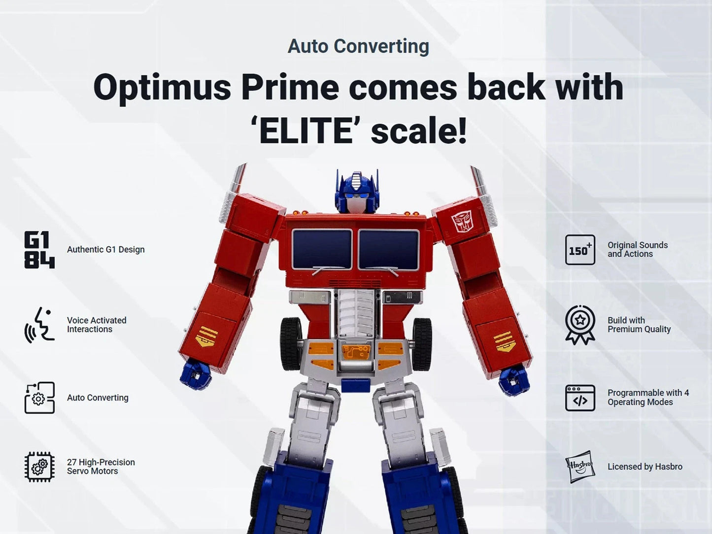 Robos Transformers Optimus Prime Elite Edition Auto-Converting Robot G1 Voice RC