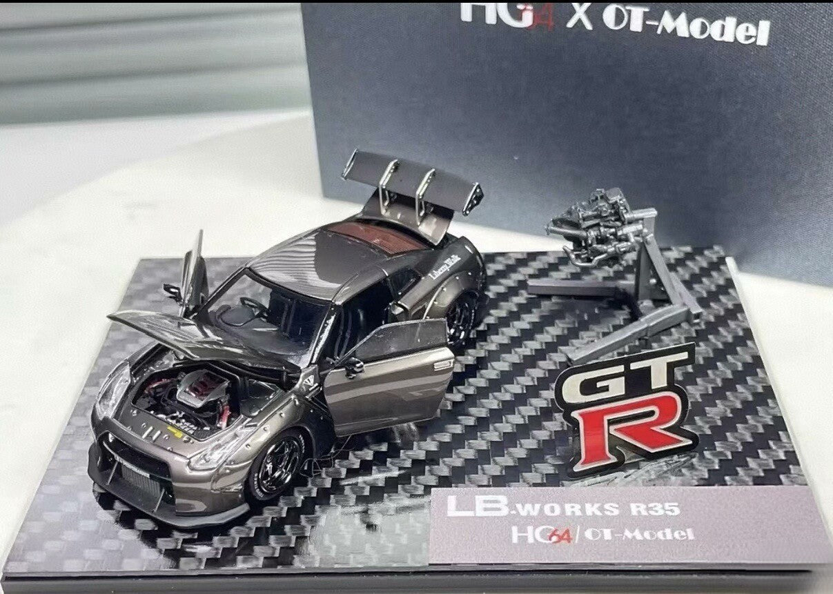 HG Model Nissan GTR R35 Open Engine Gold Silver 1/64 Diecast Limited 400 pics