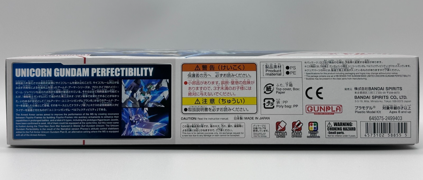 BB Senshi Gundam Base Unicorn Gundam Perfectibility Limited Edition