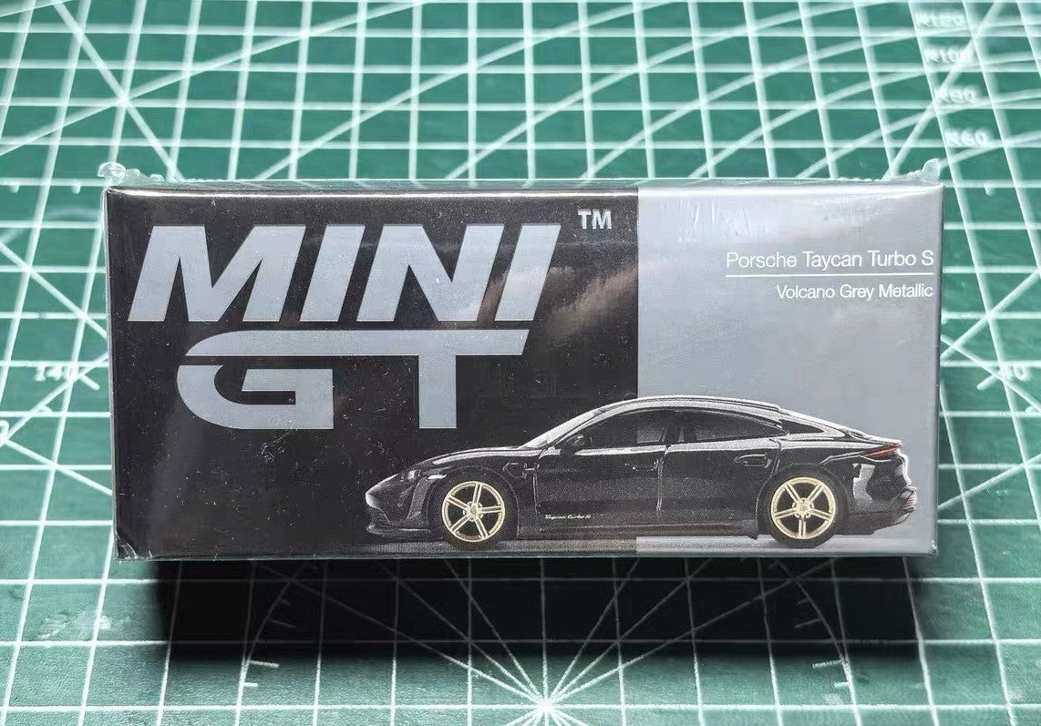 Mini GT 433 Porsche Taycan Turbo S Volcano Grey Metallic 1/64 Diecast Brand New