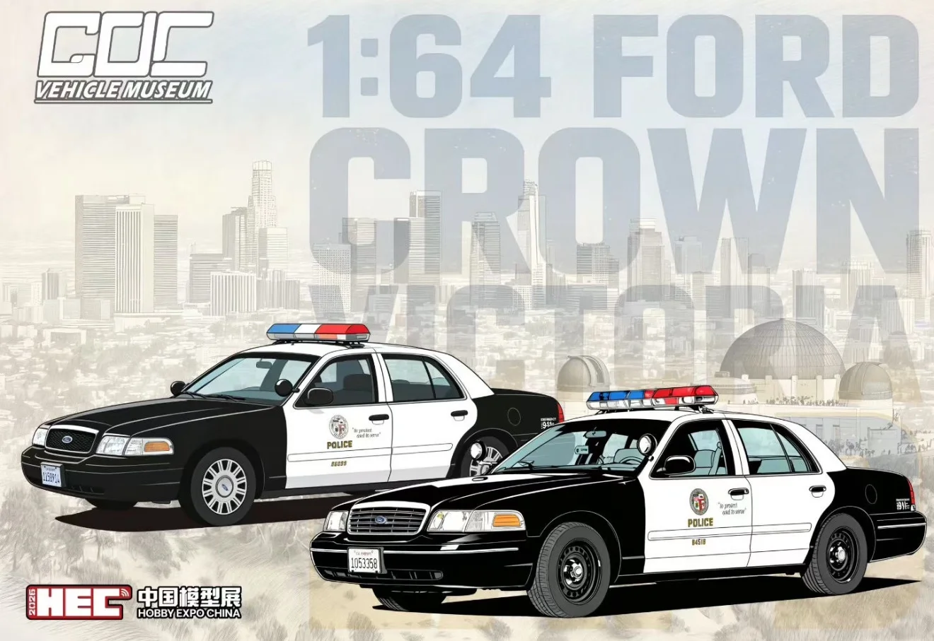 1/64 Ford Crown Victoria Police Car Diecast LAPD Style Model GOC