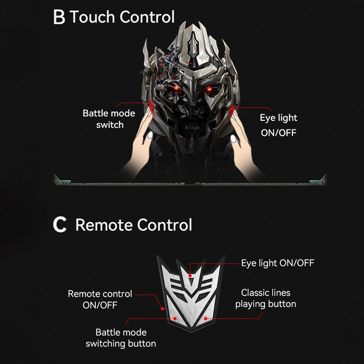 Killerbody Transformers Megatron Wearable Helmet LED Light Voice Changer