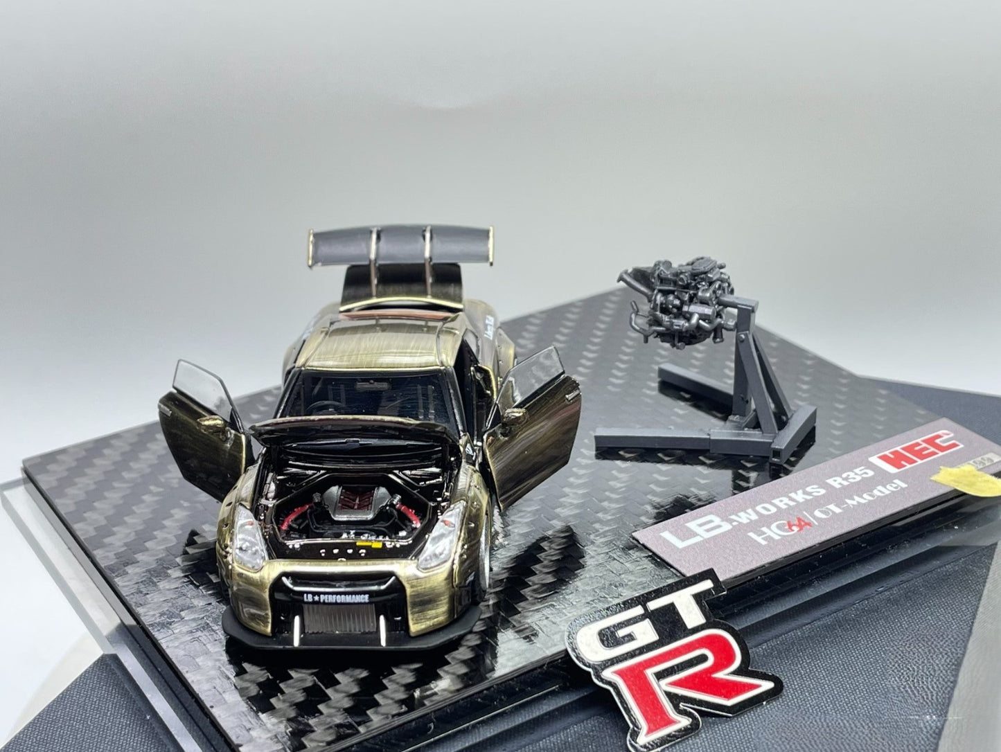 LB Works R35 GT-R Gold Chrome 1/64 Full Opening Diecast Model Limited 100