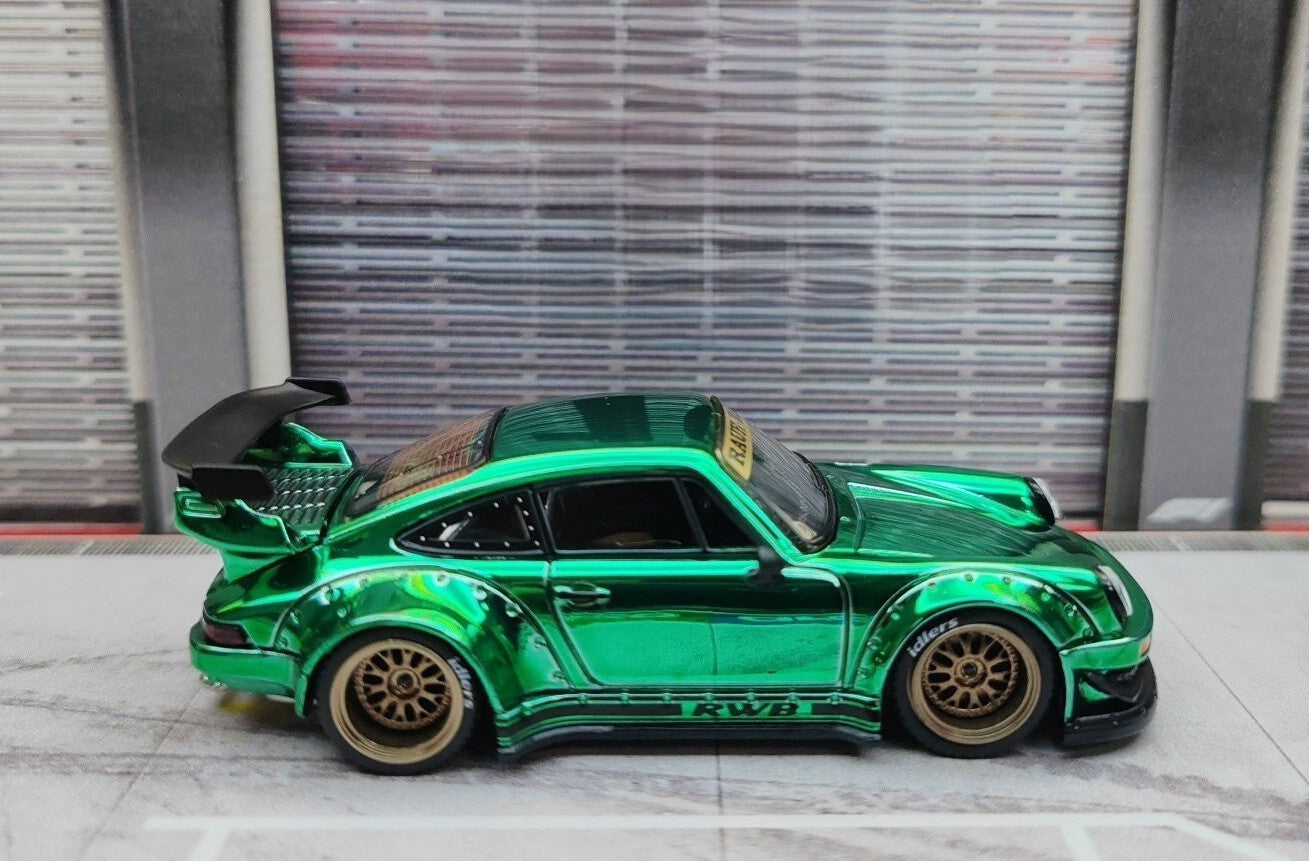 PopRace RWB 930 Porsche Chrome Green HEC 2026 1/64 Rauh Welt