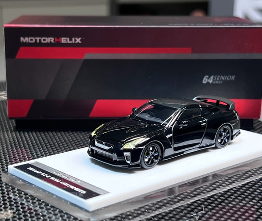 MotorHelix 1/64 Nissan GT-R R35 T-Spec Black Nismo Track Edition