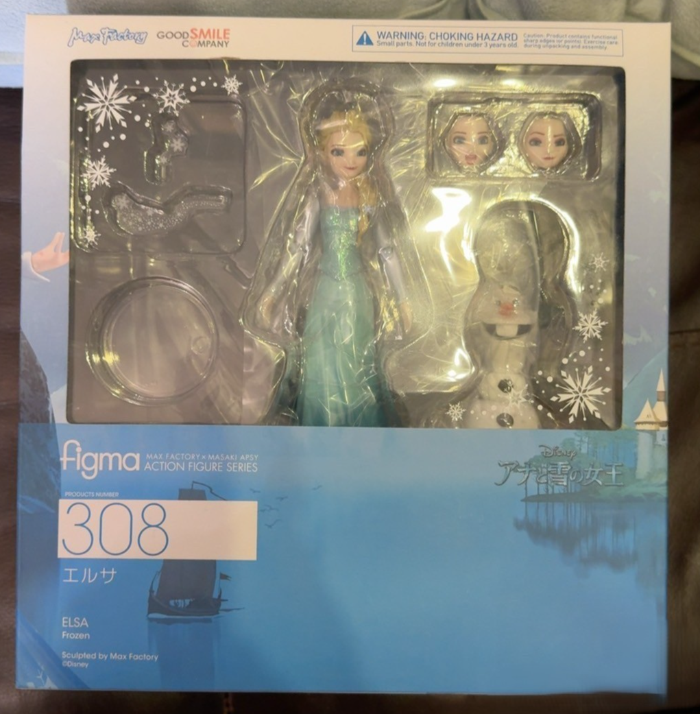 Disney Figma 308 Elsa Frozen Action Figure Max Factory + Olaf New Authentic