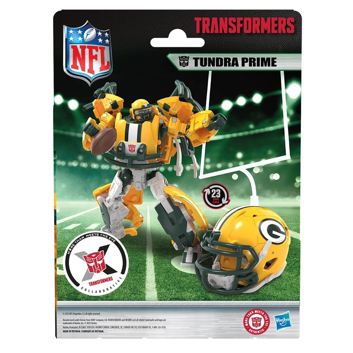 Tundra Prime Packers Transformers NFL Helmet Robot Hasbro Figure New 2-in-1