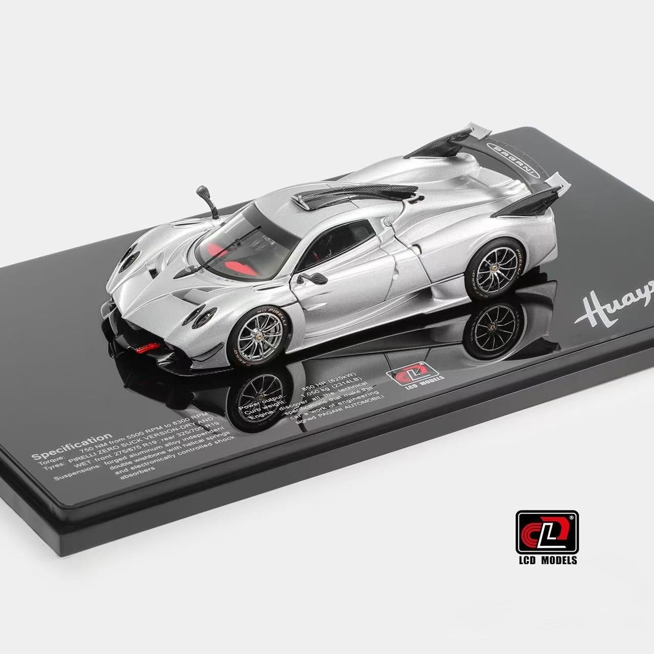 LCD Models 1/43 Pagani Huayra R Silver Full Opening Diecast Model