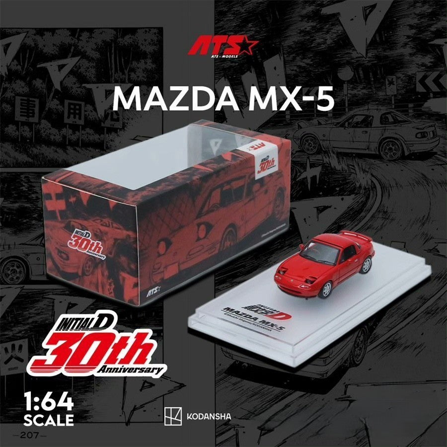 ATS Model Mazda MX-5 Miata Initial D 1/64 Diecast Model Car Red