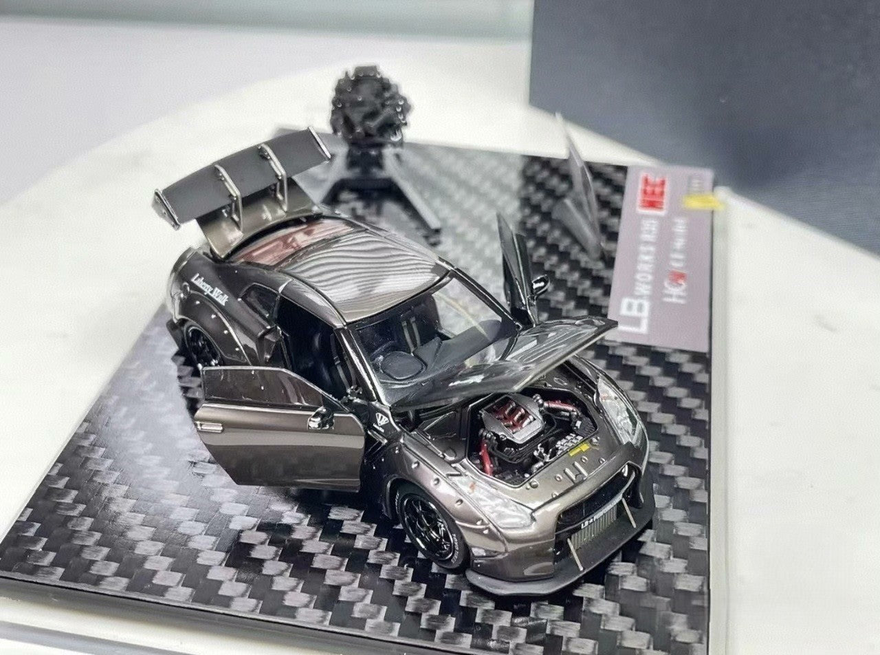 HG Model Nissan GTR R35 Open Engine Gold Silver 1/64 Diecast Limited 400 pics