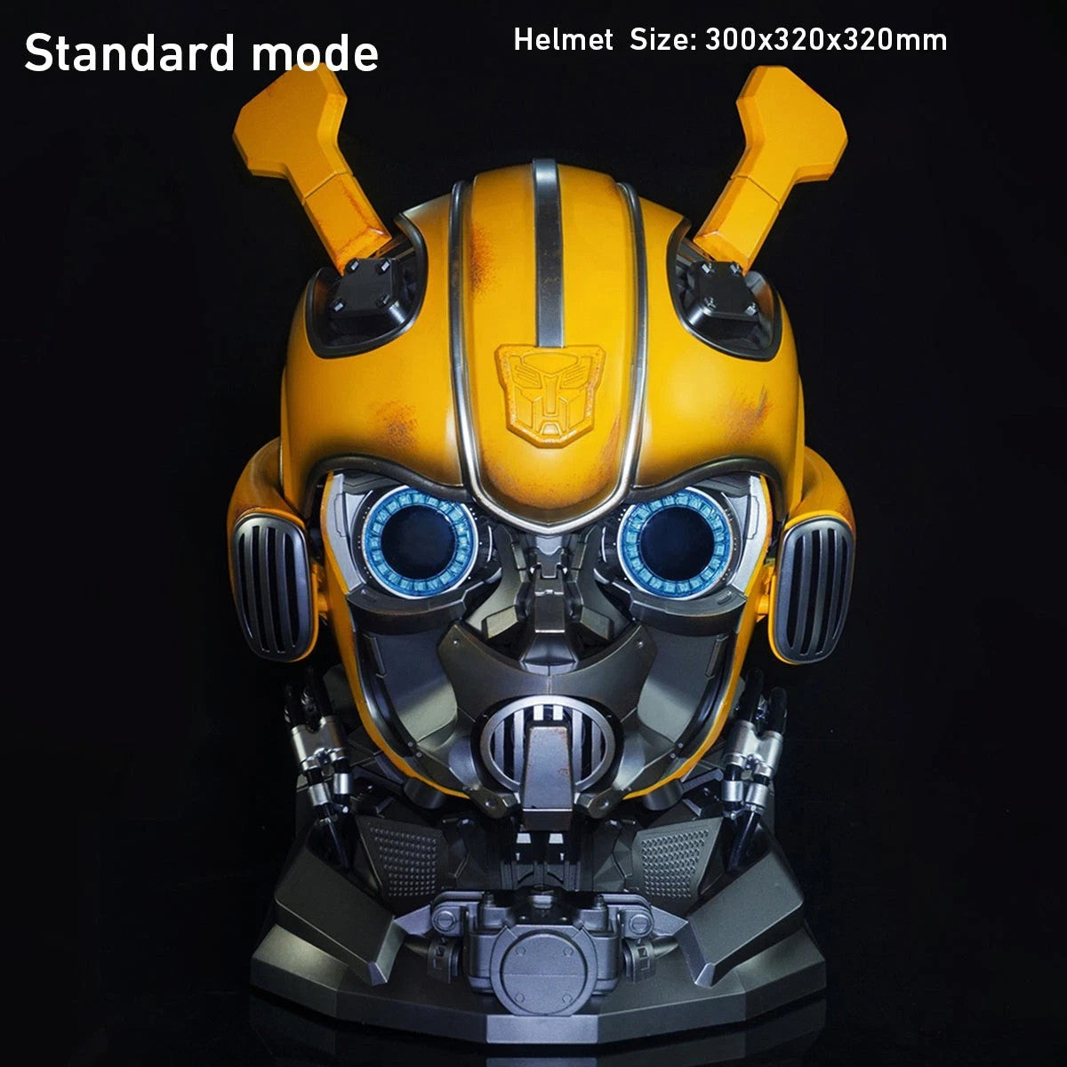 Transformers Bumblebee Wearable Helmet LED Light Voice Control Mask w/ Stand