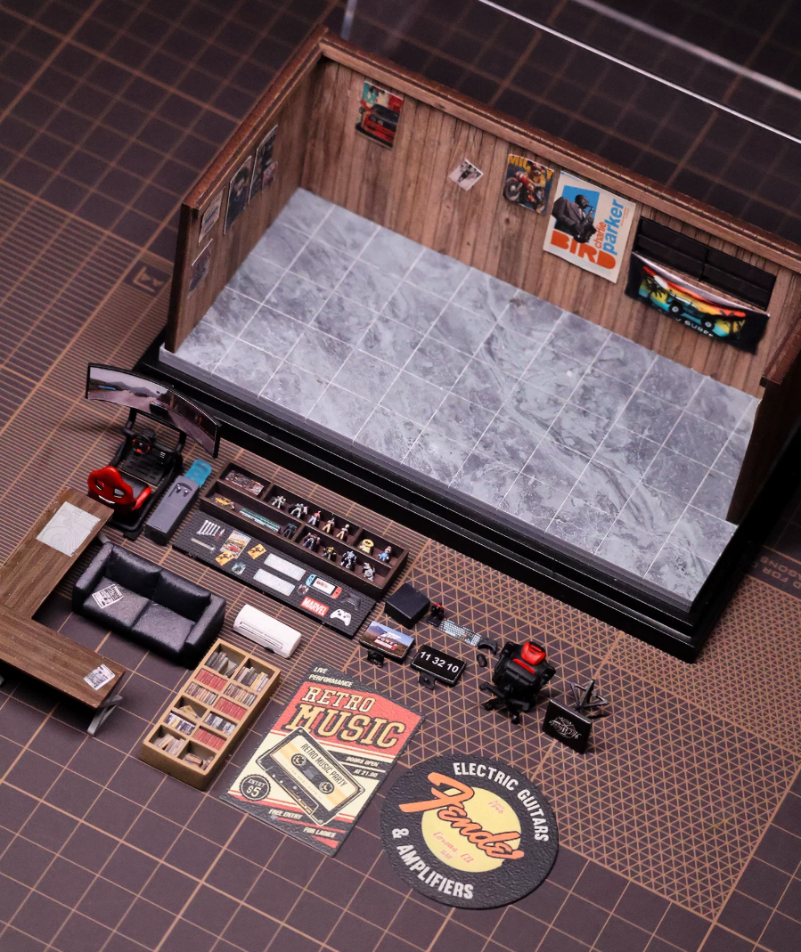 PRESAY 1/64 Happy Room Diorama Display Set