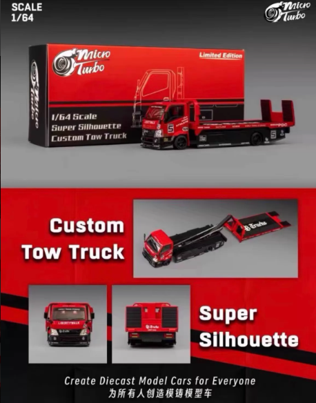 MINI GT 324 Nissan 35GT-RR Red Silhouette and Micro Turbo Tow Truck Set