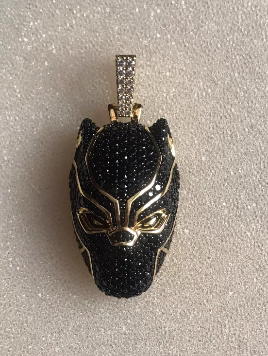 Marvel Black Panther 18k Gold Plated Swarovski Crystal Pendant