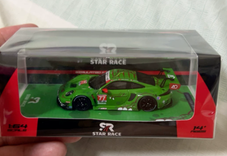 STAR RACE 1/64 Porsche 911 GT3 R Green Dinosaur REXY No 80