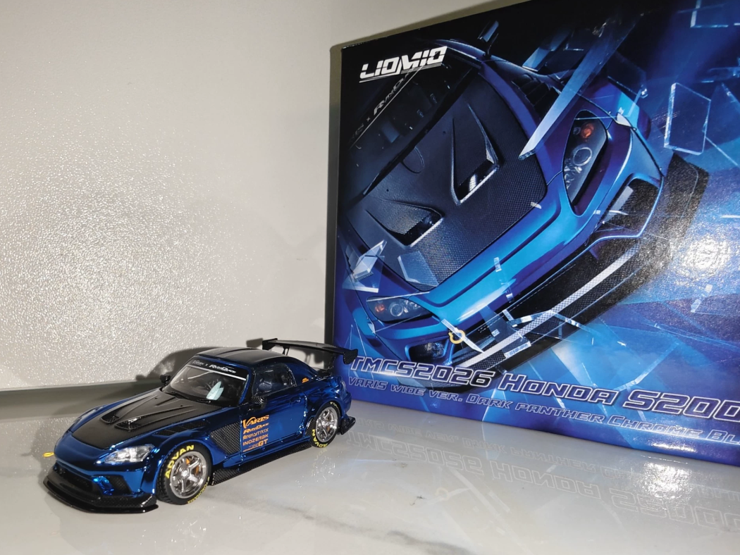 LIOMIO 1:64 Honda S2000 Varis Dark Panther Chrome Blue TMCS 2026