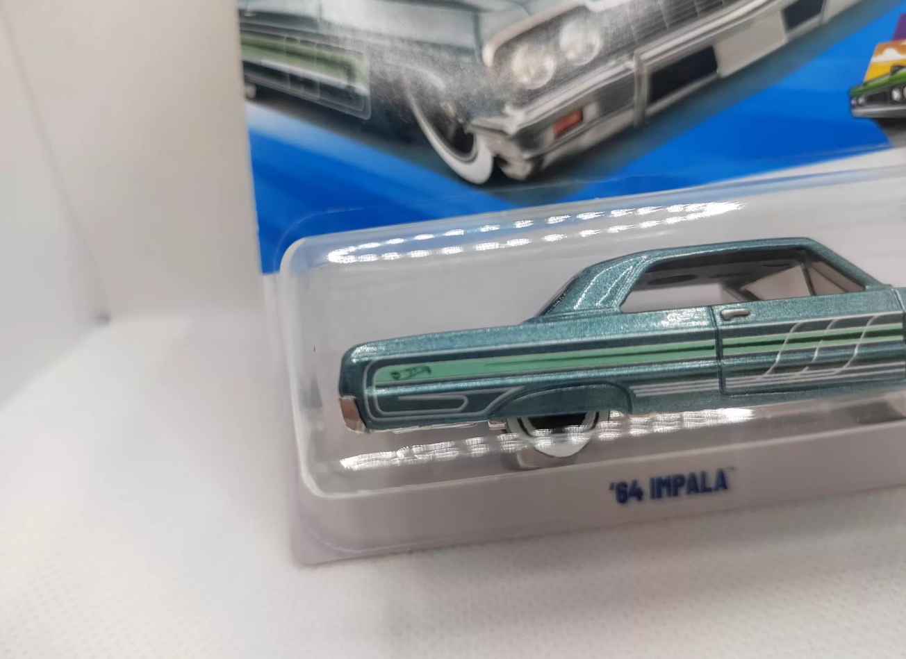 Hot Wheels 64 Impala LAYIN LOW Teal Metal Base 1/64 Diecast Model C4982