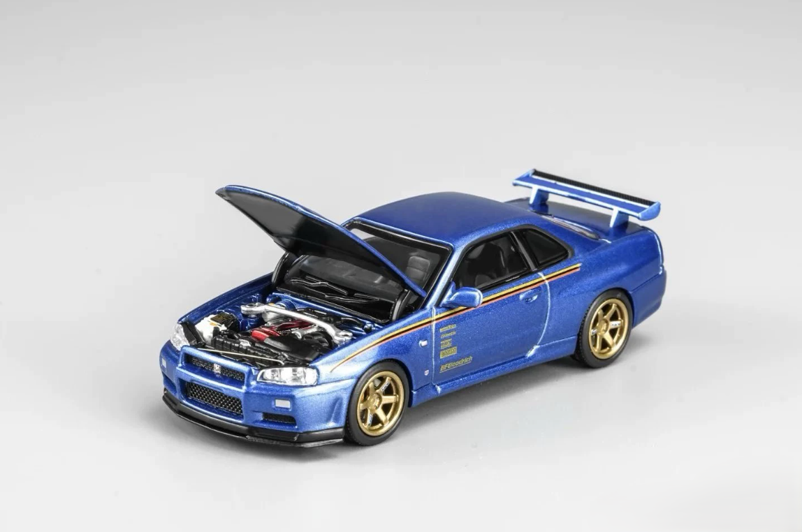 MotorHelix 1/64 Nissan Skyline GT-R R34 Bayside Blue VDX