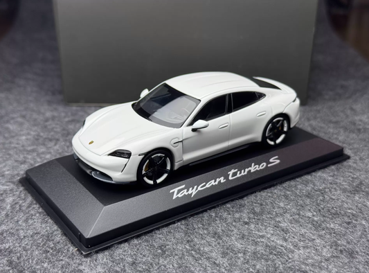 Porsche Original 1/43 Taycan Turbo S White Diecast Model Car by Minichamps