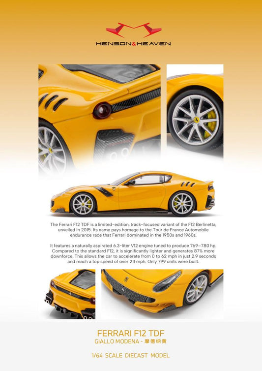 HH Model 1/64 Ferrari F12 TDF Giallo Modena Preorder
