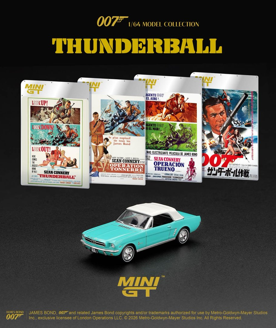 MINI GT 1/64 No.923 Ford Mustang 1965 007 Thunderball Preorder
