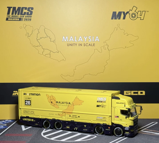 GCD 1/64 Hino 700LB Truck TMCS Malaysia Dinner Yellow Container