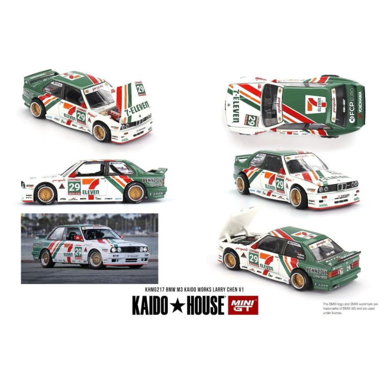 Kaido House Mini GT 1/64 BMW M3 E30 Kaido Works Larry Chen V1 7-Eleven