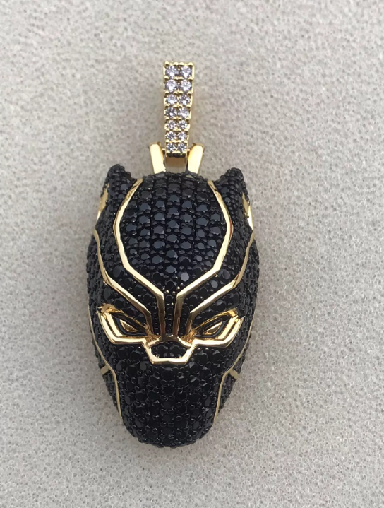 Marvel Black Panther 18k Gold Plated Swarovski Crystal Pendant