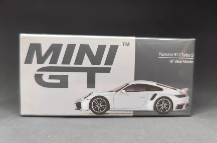MINI GT 354 Porsche 911 Turbo S GT Silver Metallic Boxed 1/64