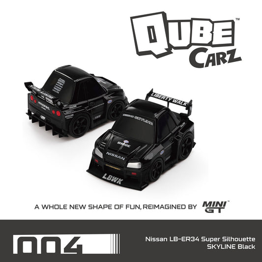 MINIGT QubeCarz 1/64 Nissan Skyline GT-R R32 LBWK Black 004 Preorder