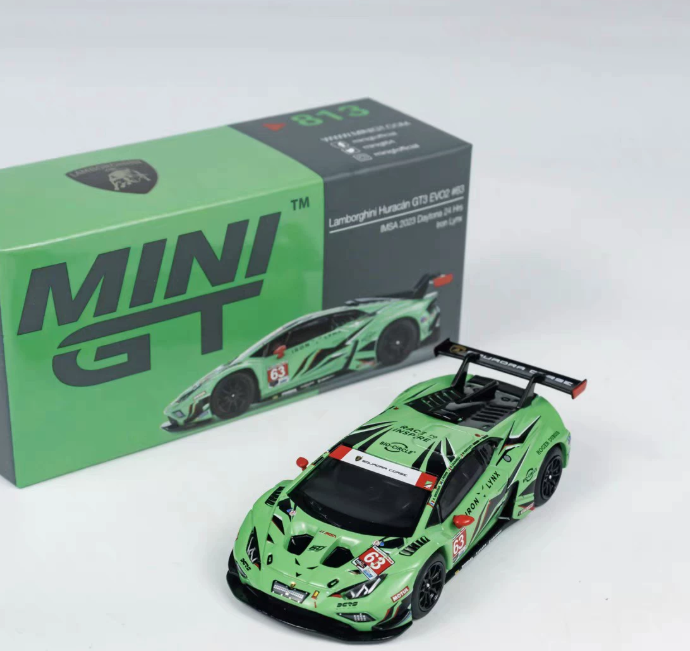 MINI GT 813 Iron Lynx Lamborghini Huracan GT3 EVO2 #63 IMSA Daytona 24H