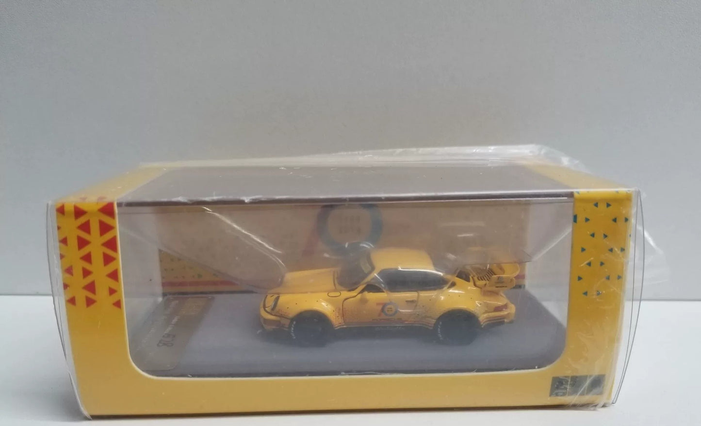 PGM 1/64 Porsche 911 964 RWB 70th Anniversary Yellow Widebody Model