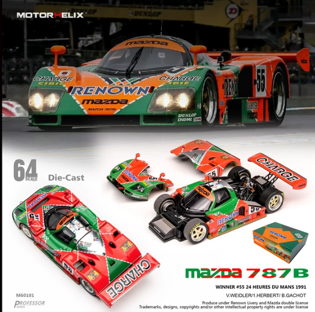 MOTORHELIX 1/64 Mazda 787B Renown No.55 Le Mans 1991