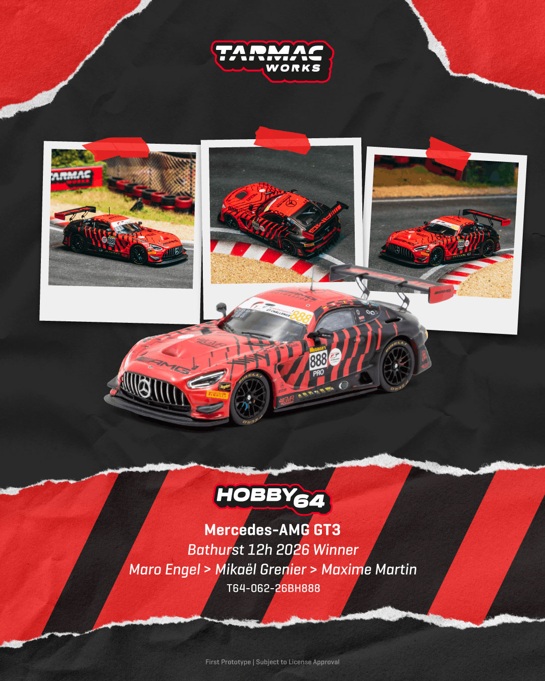 Tarmac Works Hobby64 Mercedes-AMG GT3 888 Bathurst 12h Winner 2026 Preorder