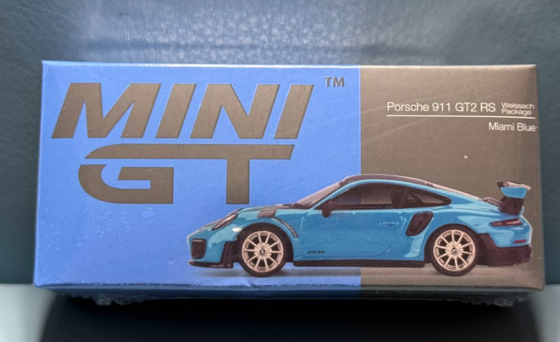 MINI GT 344 Porsche 911 GT2 RS Weissach Package Miami Blue