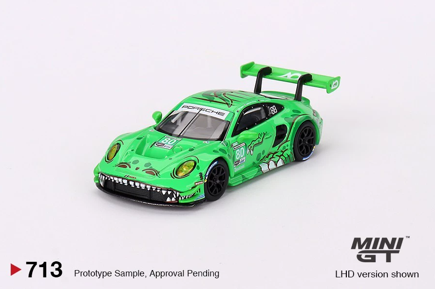 MINI GT 713 Porsche 911 GT3 R 80 Rexy Dinosaur Livery 1/64