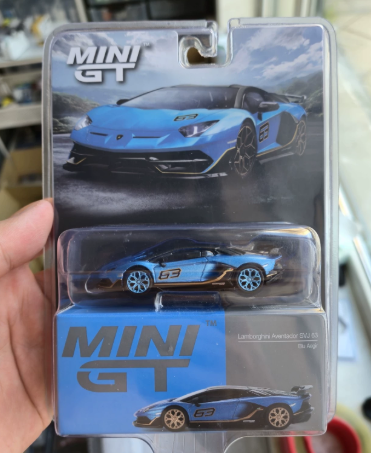 MINI GT 784 Lamborghini Aventador SVJ 63 Blue Wheel Chase 1/64