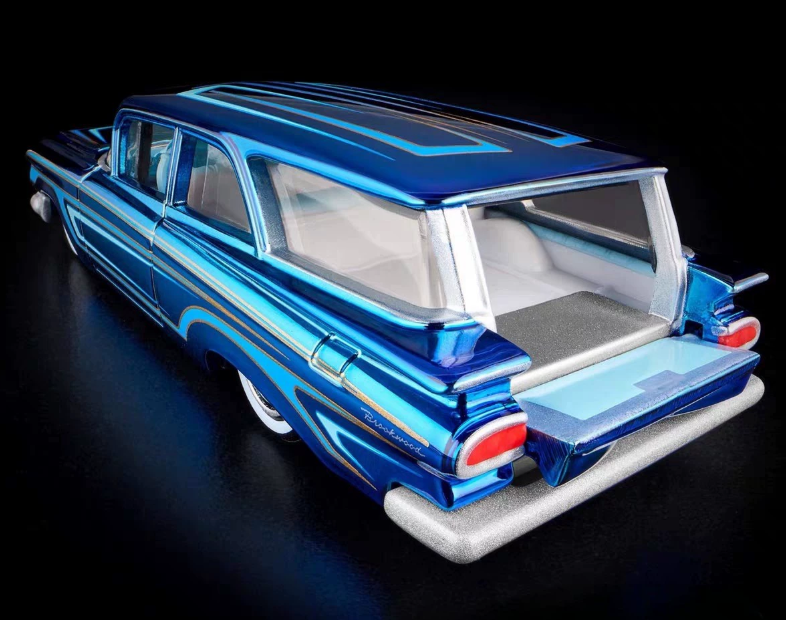 Hot Wheels RLC 1/64 1960 Chevy Brookwood Wagon Electro Blue Model